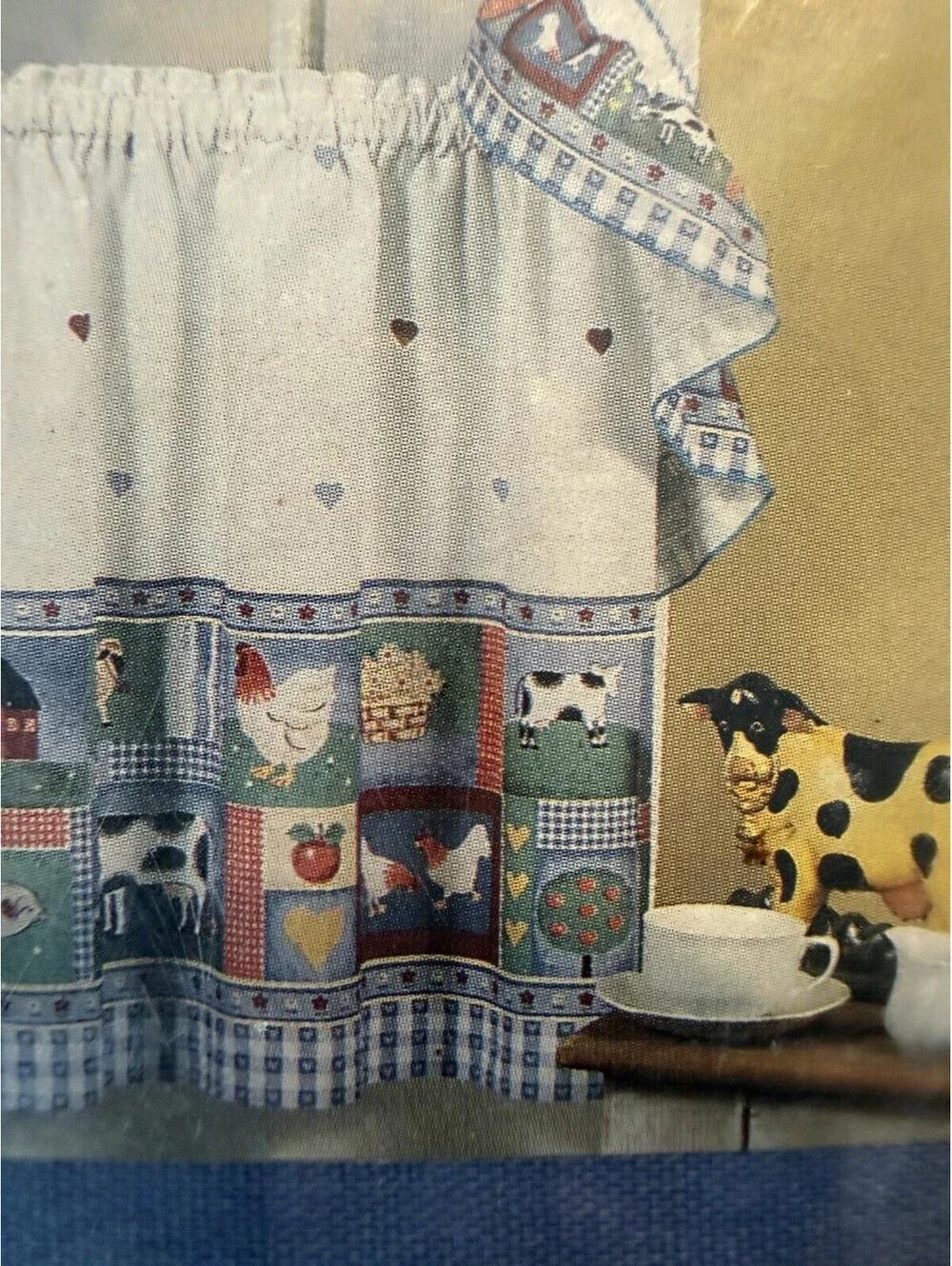 Vtg New Home Essentials Curtains Tier & Swag Set Old Macdonald Theme 3pc